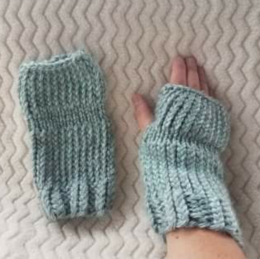 Fingerless Mittens (Gray), Handcrafted NWOT